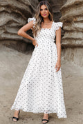Sarai Polka Dot Smocked Maxi Dress-0