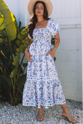 Lea Floral Square Neck Maxi Dress-0